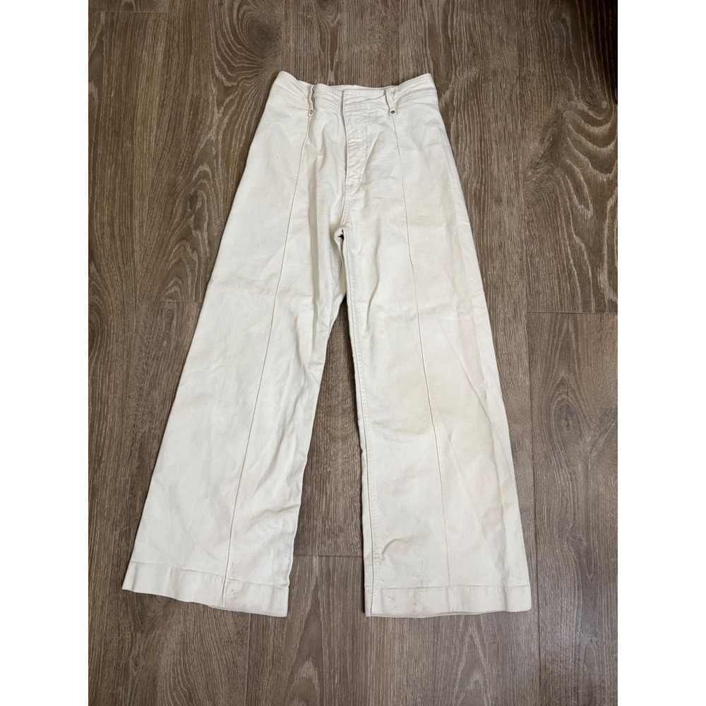 Zara Woman ZW COLLECTION TAILORED HIGH-WAIST WIDE LEG JEANS PANTS size 6